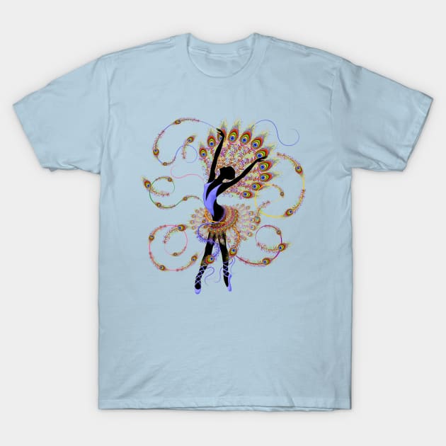 Ballerina Surreal Dancer Peacock Feathers T-Shirt by BluedarkArt